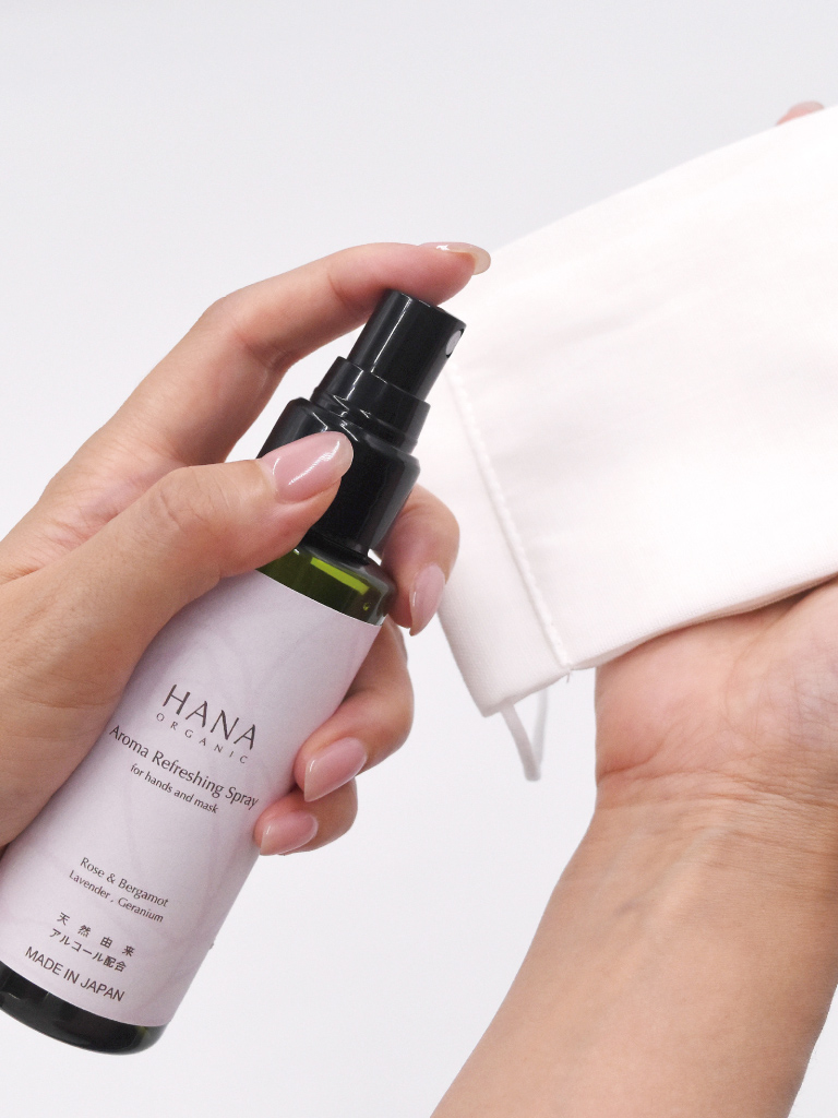 アロマリフレッシングスプレーをマスクに使用